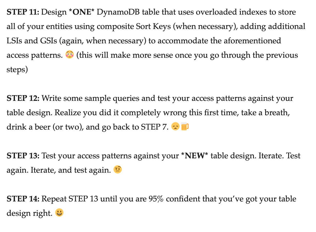 DynamoDB single-table design steps